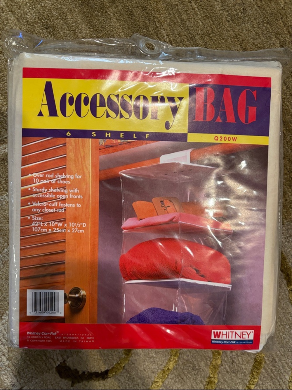 Clear Over-the-Rod 6-Shelf Accessory Bag - White Trim